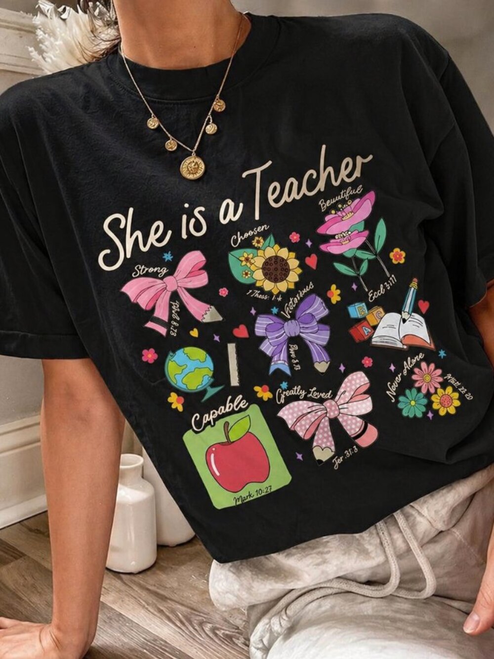 She Is A Teacher Shirt, Floral Teacher Appreciation Tee